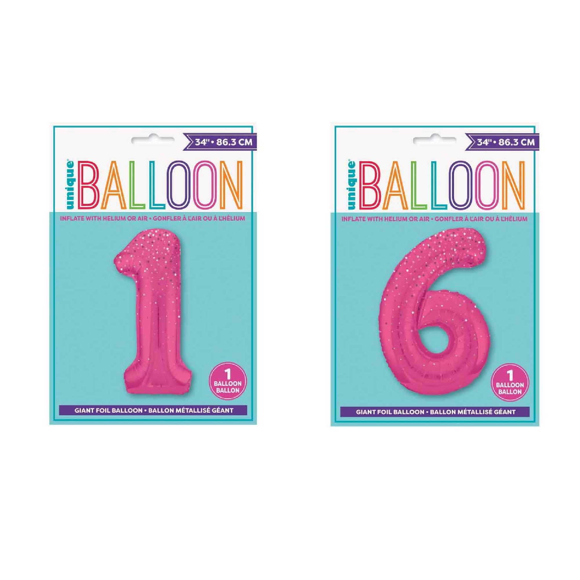 Hot Pink 16th Birthday Foil Balloons, 34 inch