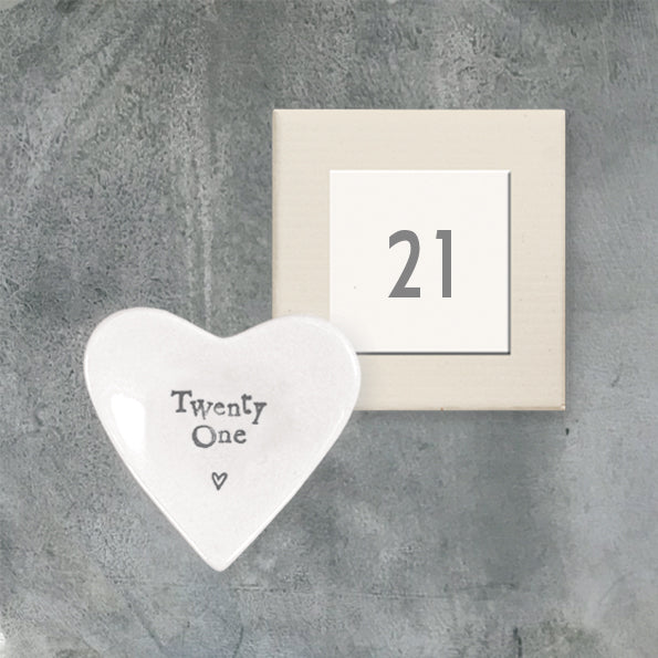 East of India 21st Birthday Porcelain Tiny Heart Dish