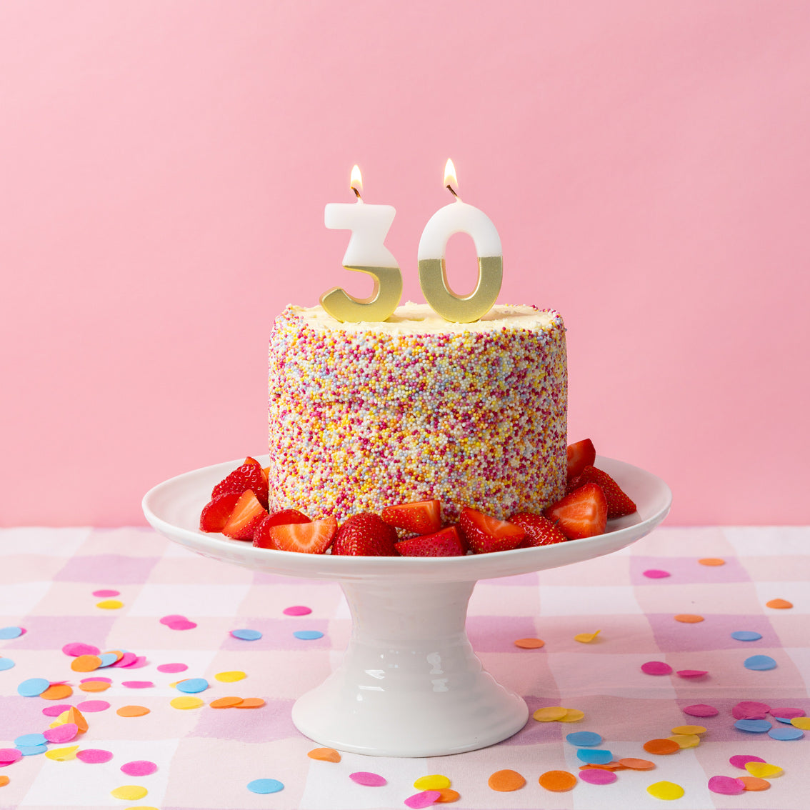 Gold & White 30th Birthday Candle Set