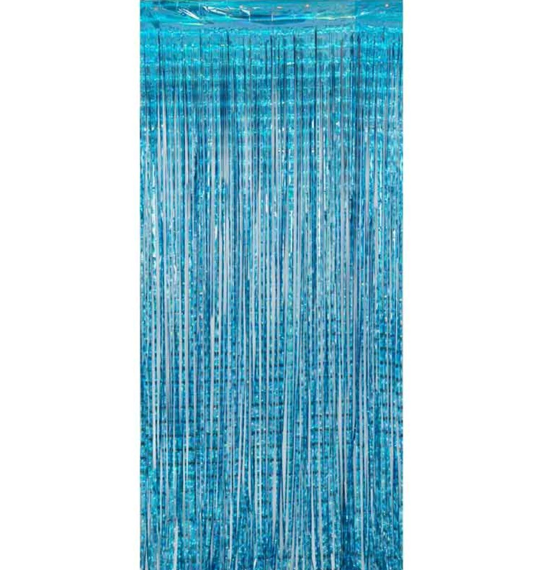 Metallic Blue Foil Fringe Party Curtain