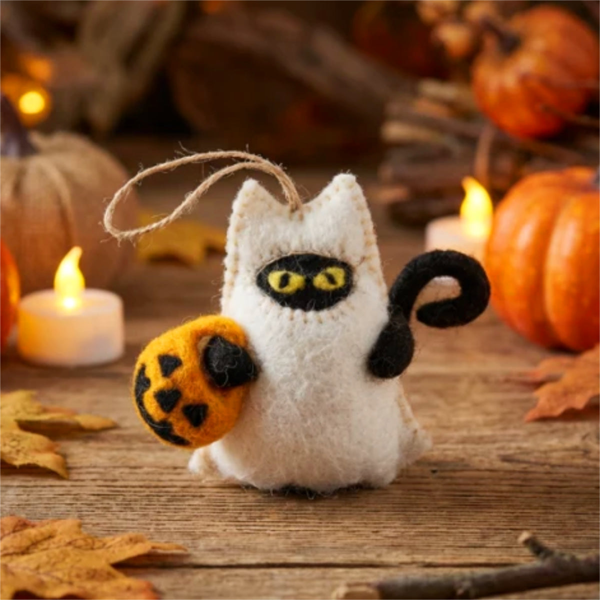Felt Ghost Cat Hanging Halloween Decoration