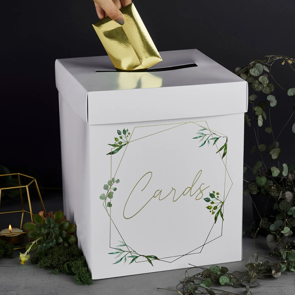 Botanical Wedding Cards Box with Floral Print