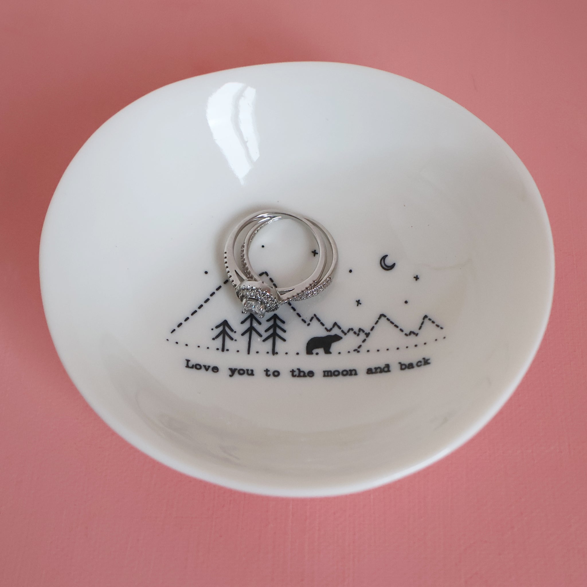 East of India 'Love You To The Moon & Back' Porcelain Trinket Dish