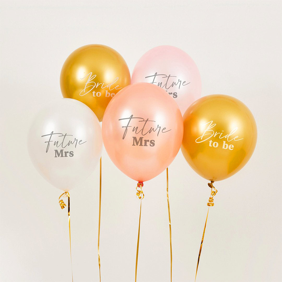 Pink & Gold Bride To Be Balloons x5