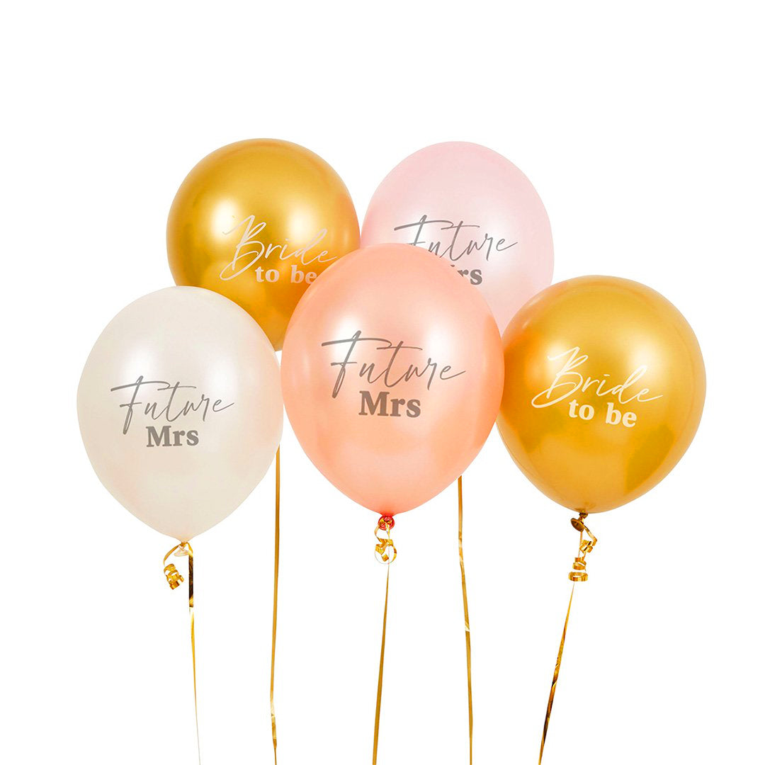 Pink & Gold Bride To Be Balloons x5