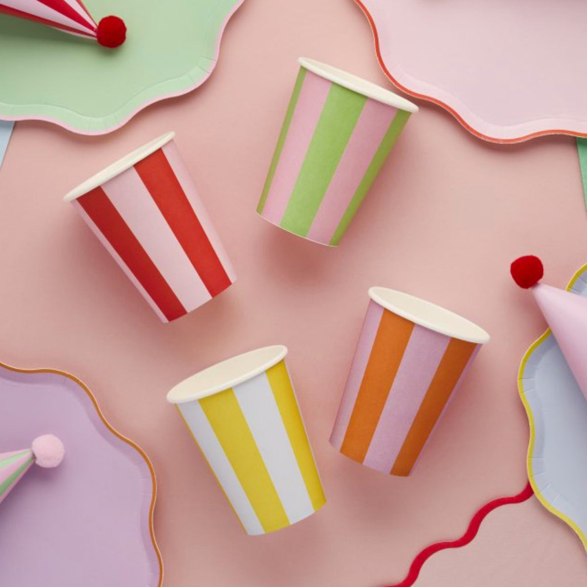 Colourful Paper Party Cups x 8