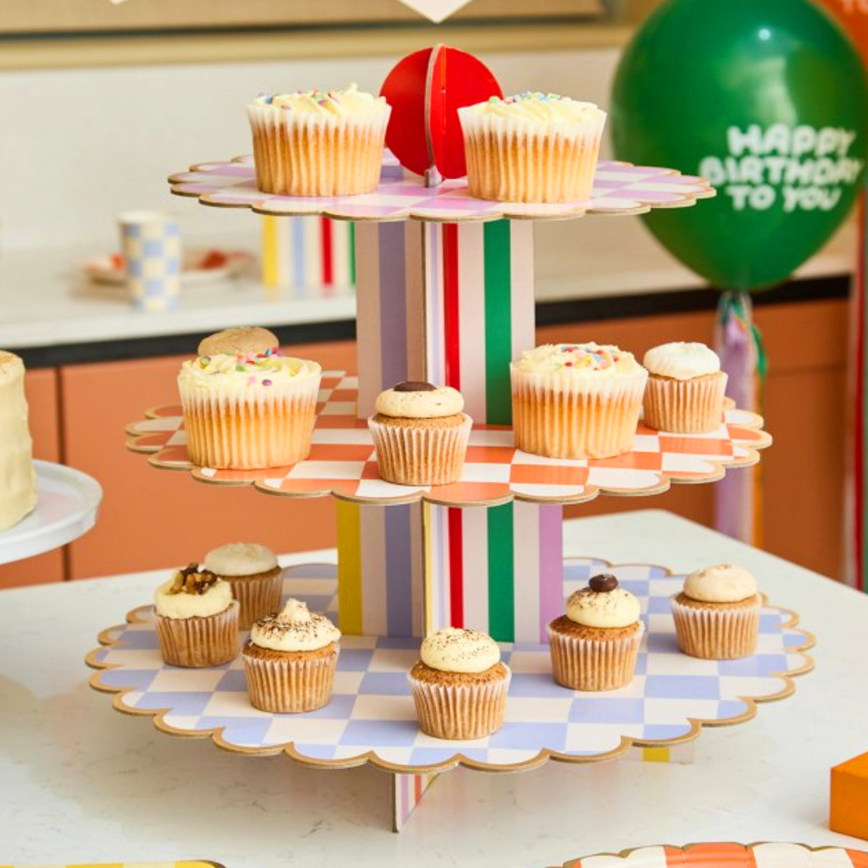Colourful 3 Tier Party Cupcake Stand