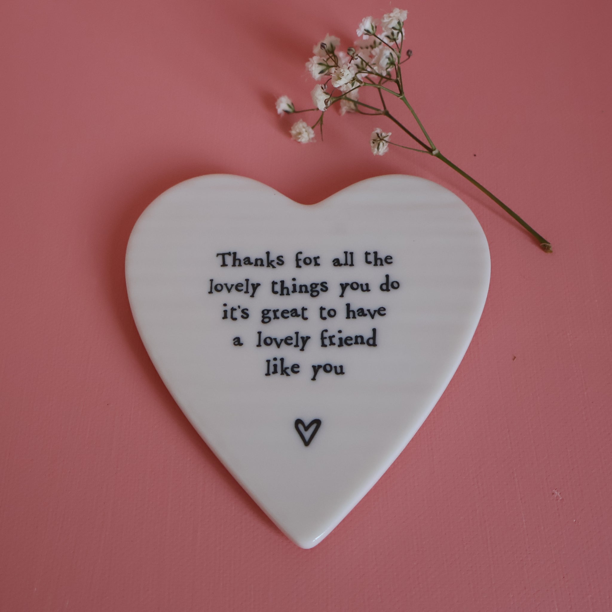 East of India 'Lovely Things' Porcelain Heart Shaped Coaster