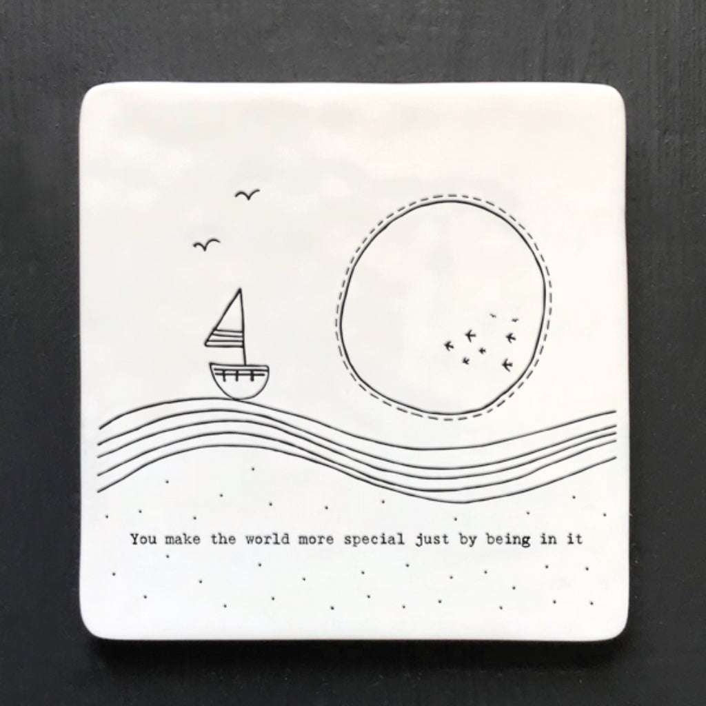 East of India 'You Make The World More Special' Porcelain Square Coaster