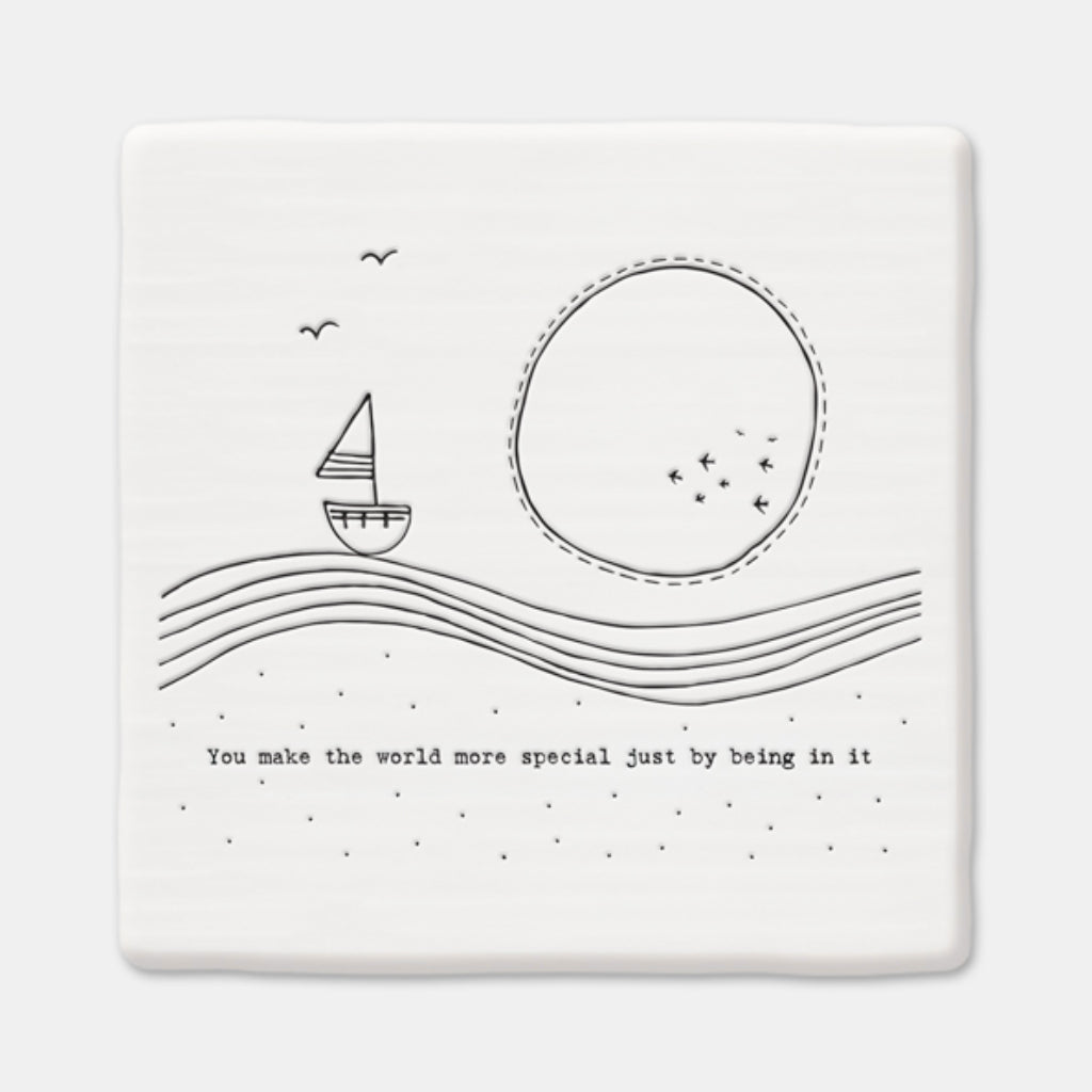 East of India 'You Make The World More Special' Porcelain Square Coaster