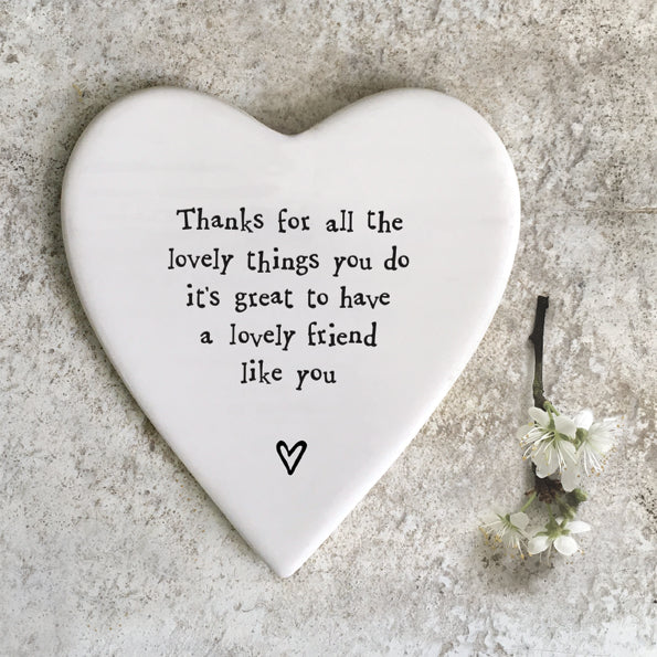 East of India 'Lovely Things' Porcelain Heart Shaped Coaster