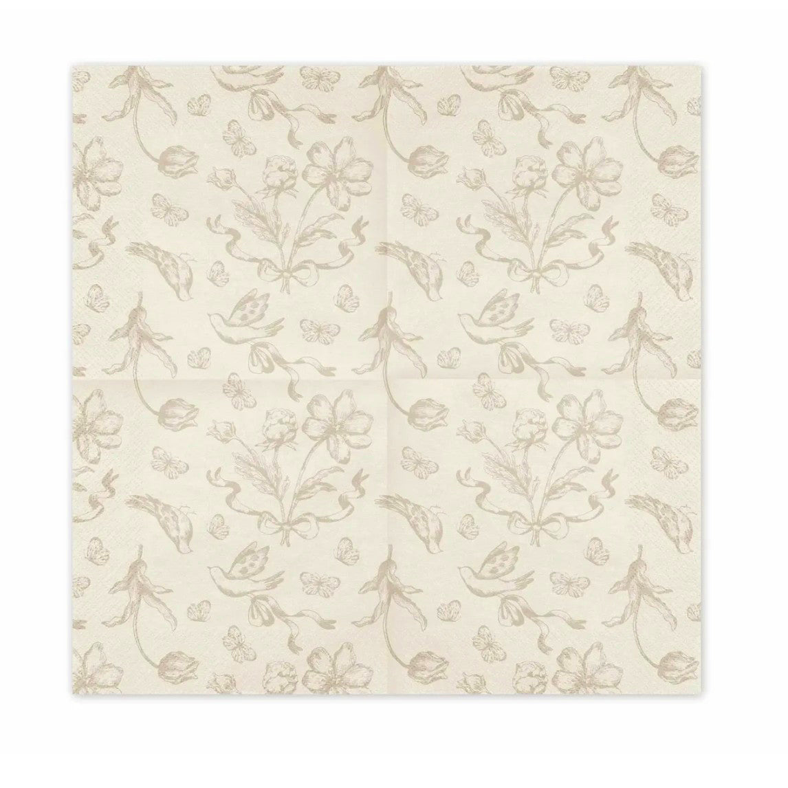 Cream Floral Paper Napkins x 12
