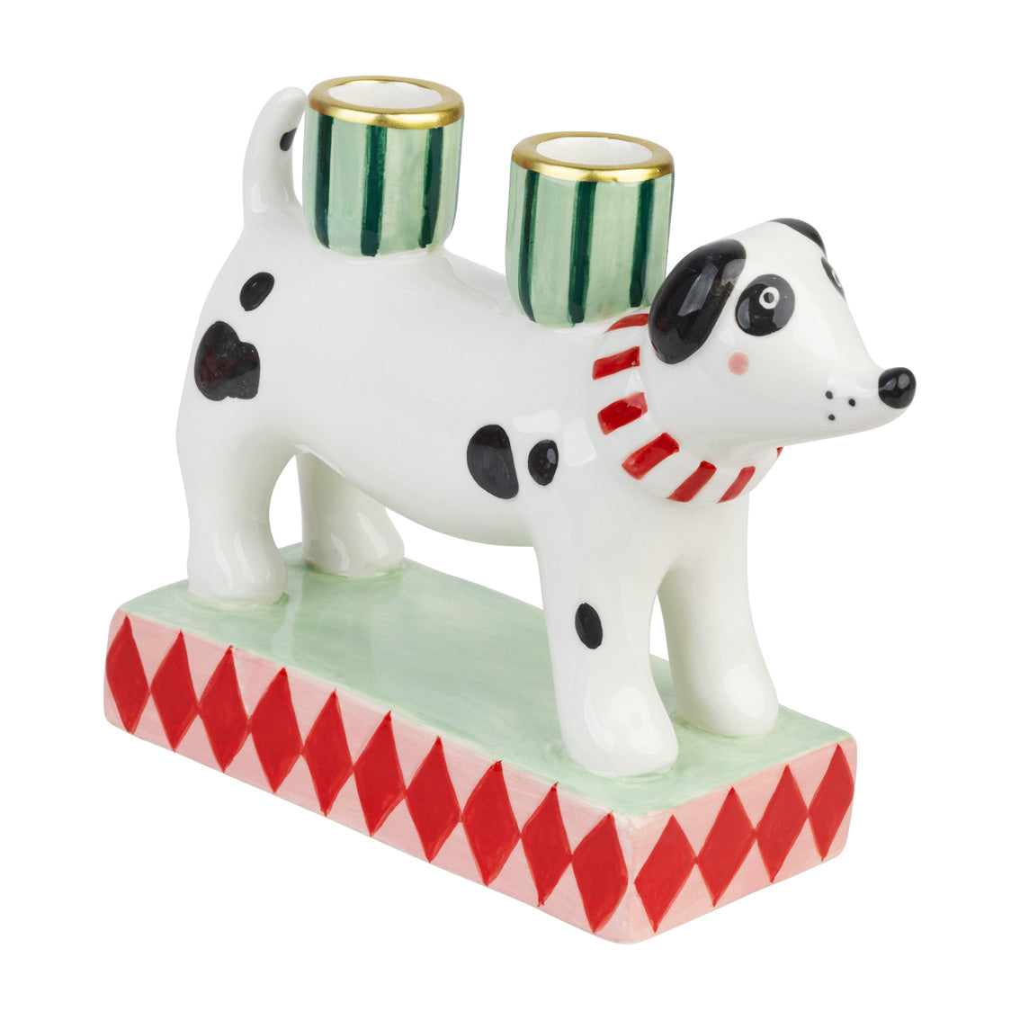Ceramic Dog Christmas Candle Holder