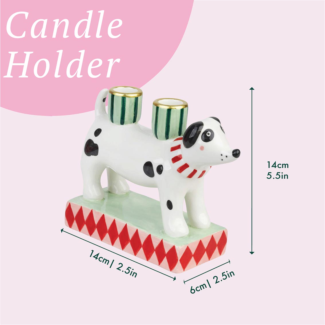 Ceramic Dog Christmas Candle Holder
