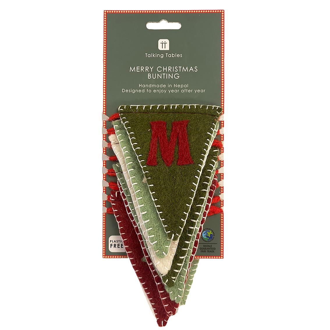 Red & Green Felt Merry Christmas Bunting