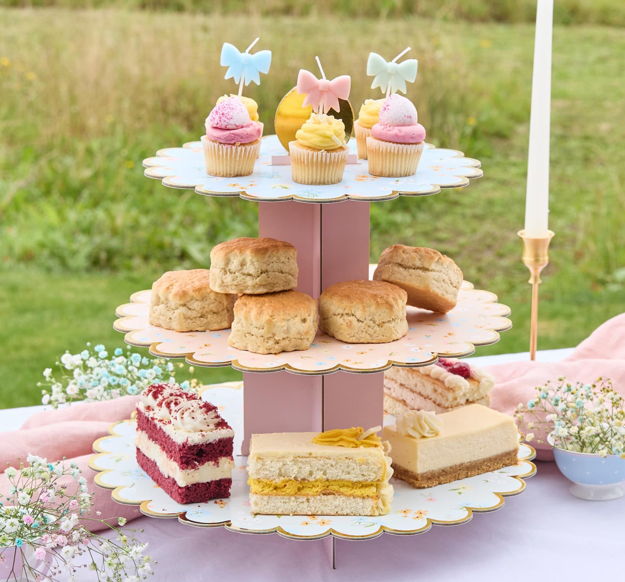 Floral 3 Tier Party Cake Stand