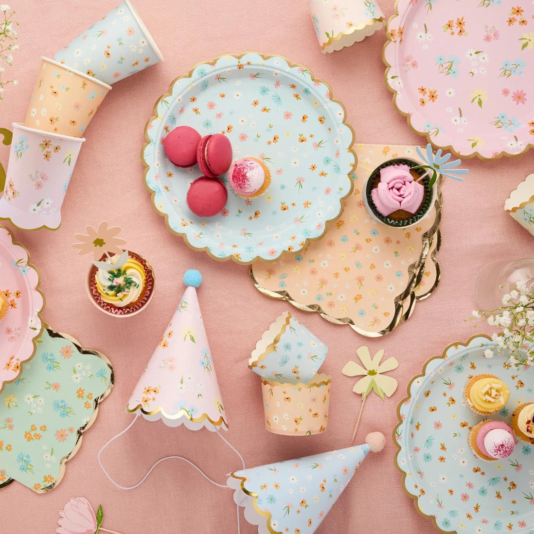 Floral Tea Party Cups x 8