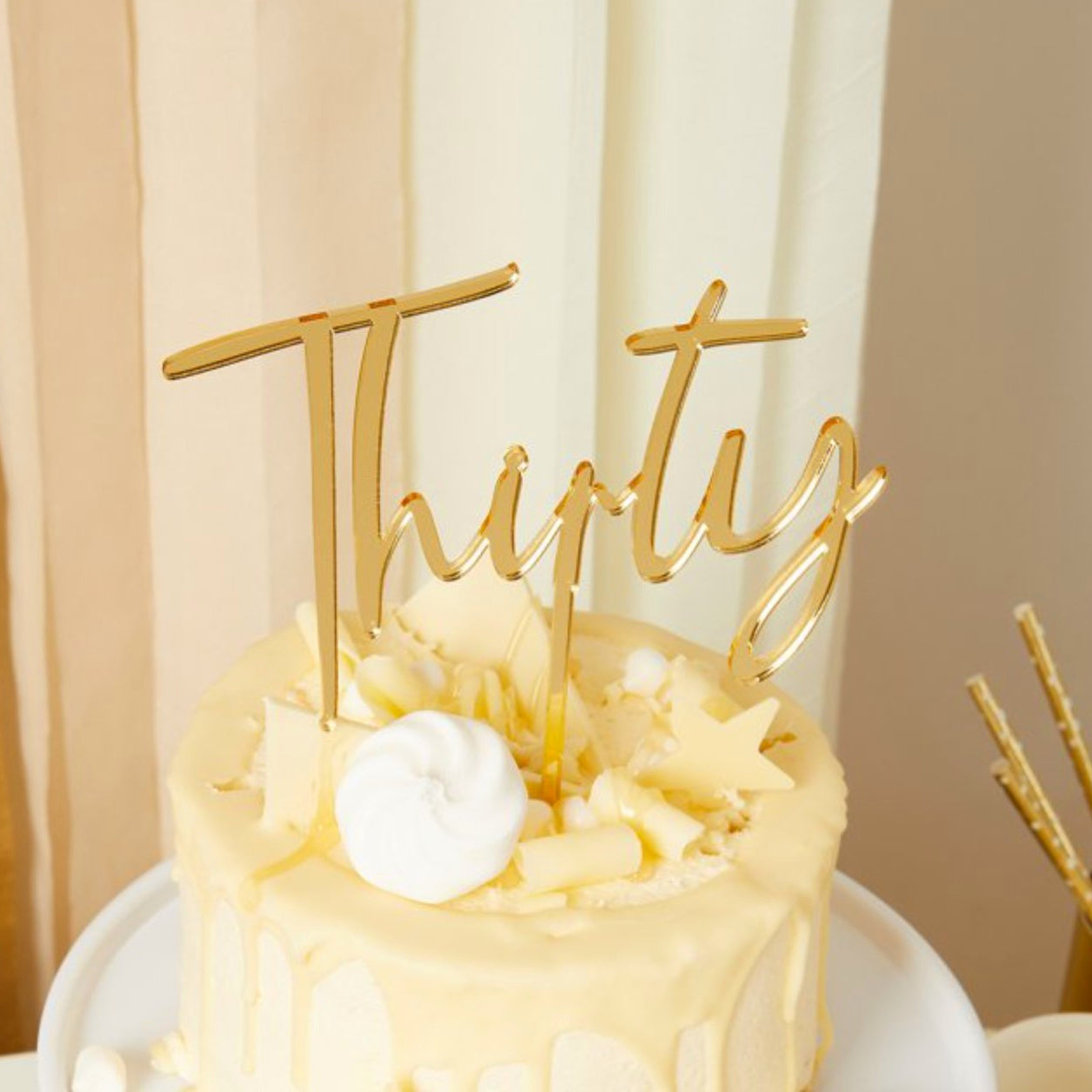 Gold Acrylic Thirty Birthday Cake Topper
