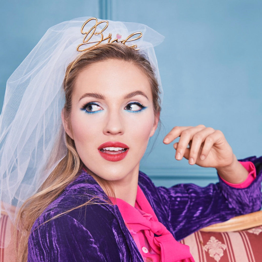 Gold Bride Headband with Veil