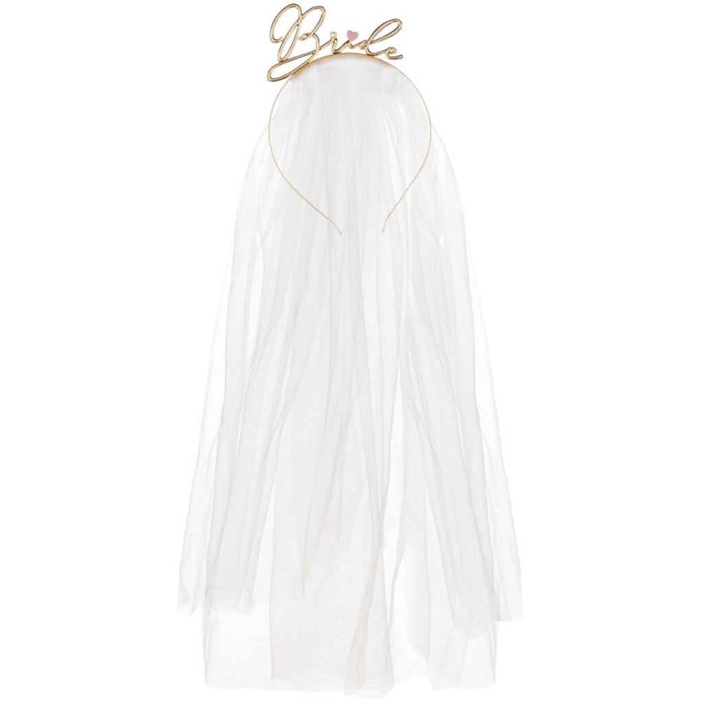 Gold Bride Headband with Veil