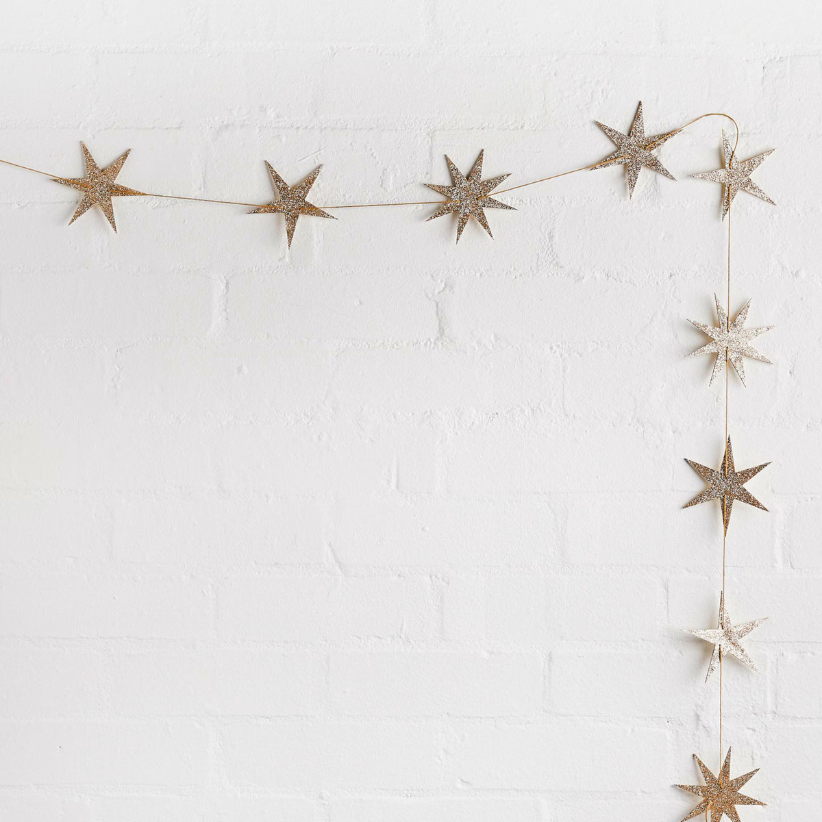 Gold Glitter Star Wooden Garland