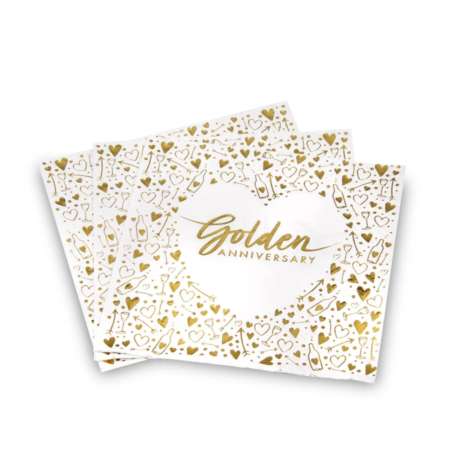 Golden Wedding Anniversary Napkins x 16