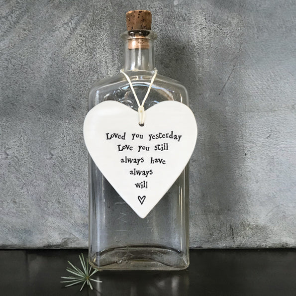 East of India 'Loved You Yesterday' Porcelain Hanging Heart