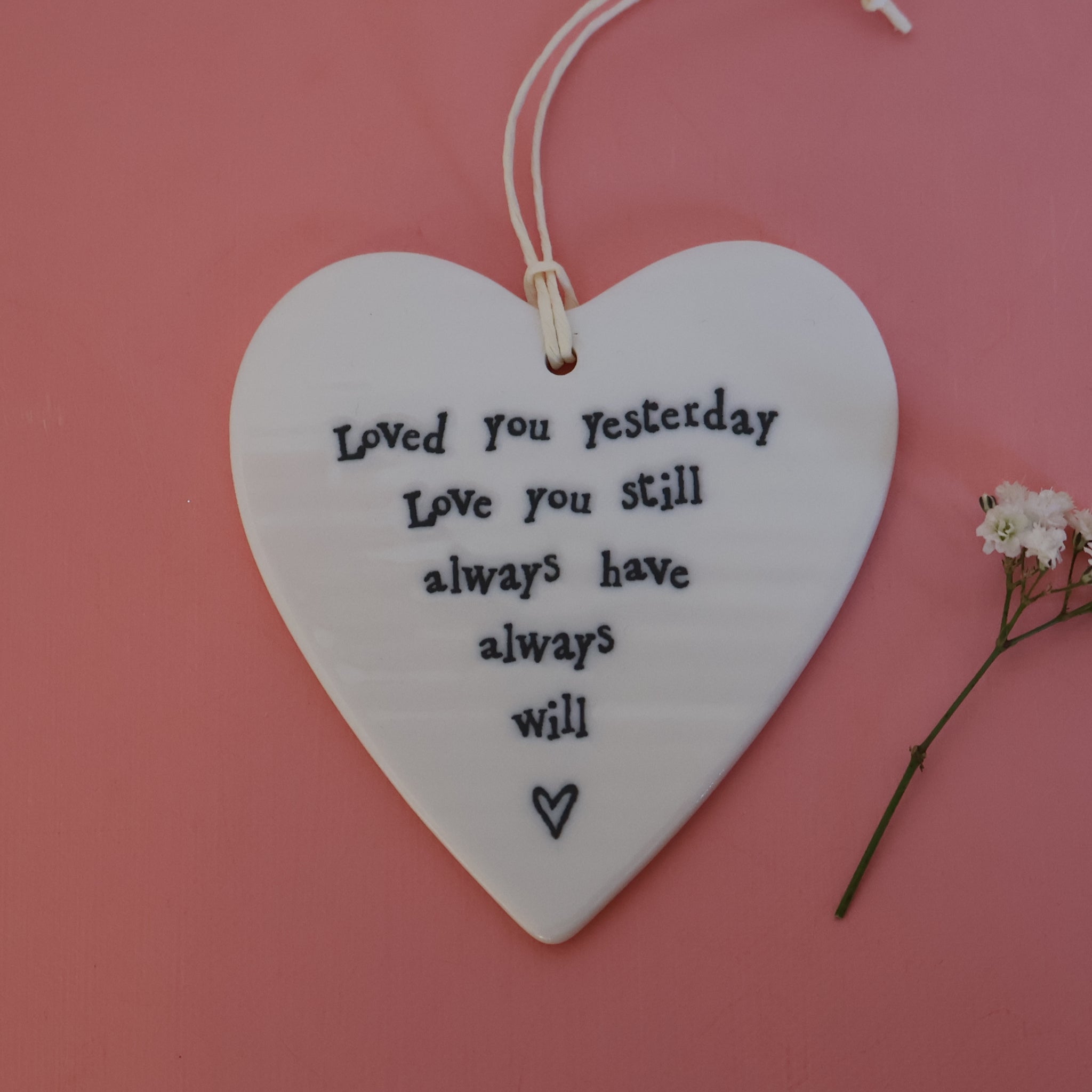 East of India 'Loved You Yesterday' Porcelain Hanging Heart