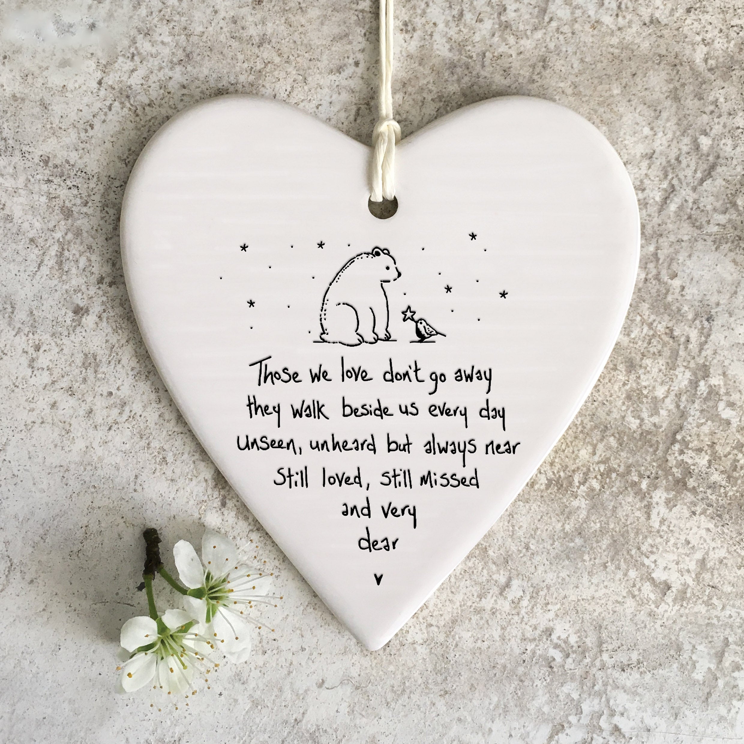 East of India "Those We Love' Porcelain Hanging Heart