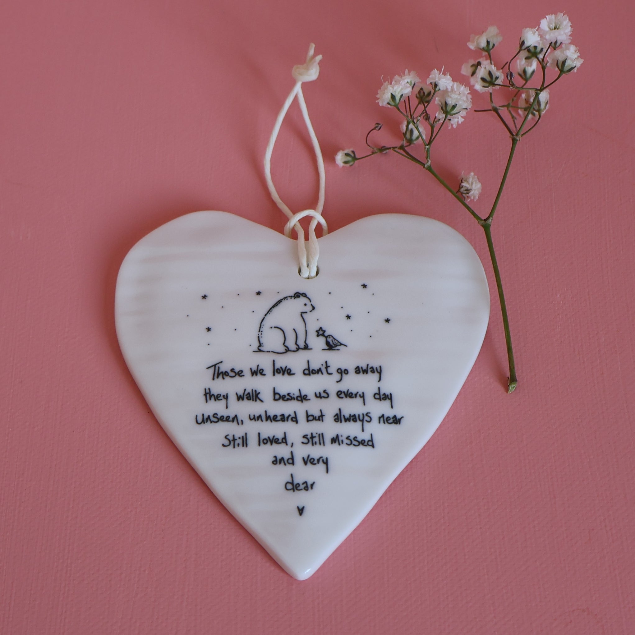 East of India "Those We Love' Porcelain Hanging Heart