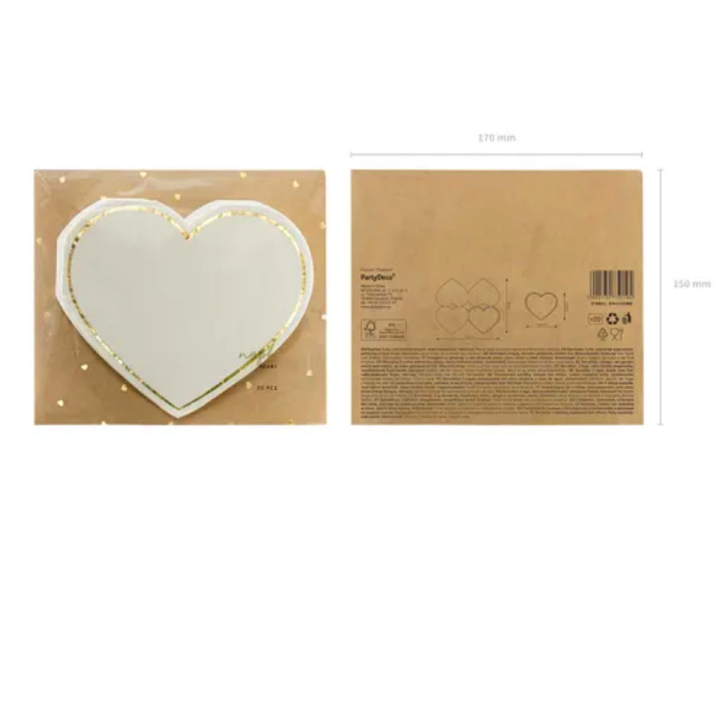 Heart Shaped Napkins with Gold Foil Edging
