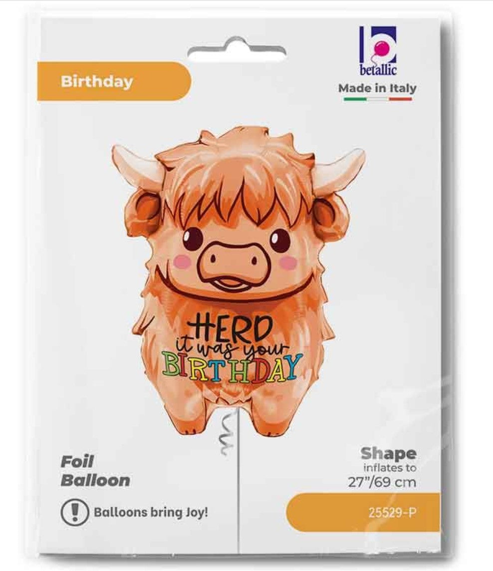 Highland Cow Birthday Balloon