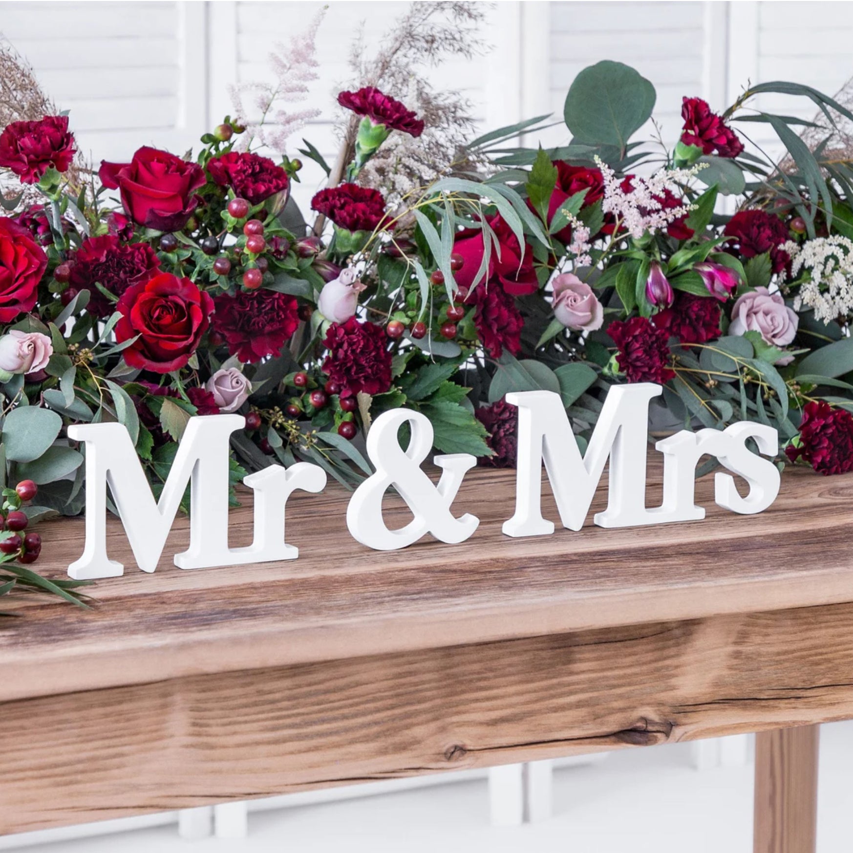 White Wooden Mr and Mrs Sign