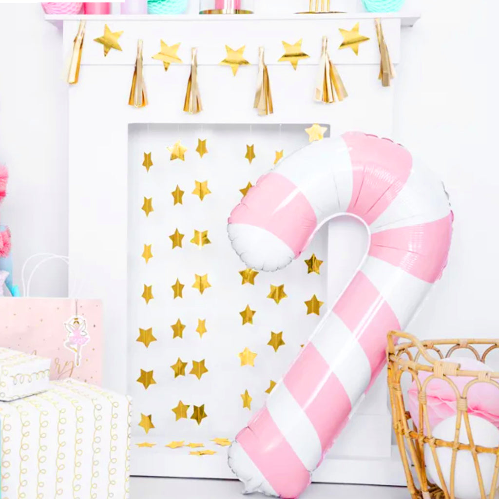 Large Pink Candy Cane Foil Balloon