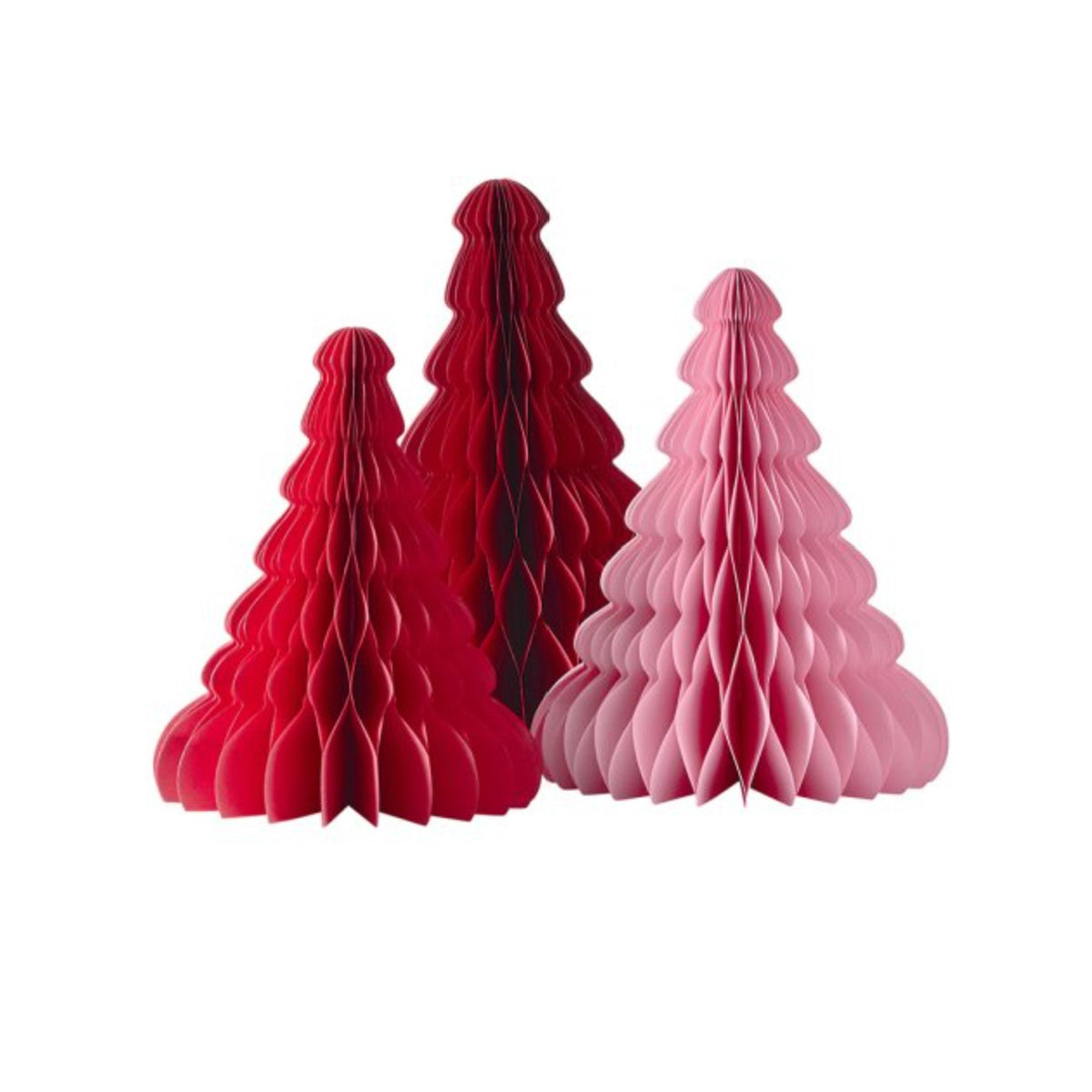 Pink and Red Honeycomb Christmas Trees x 3