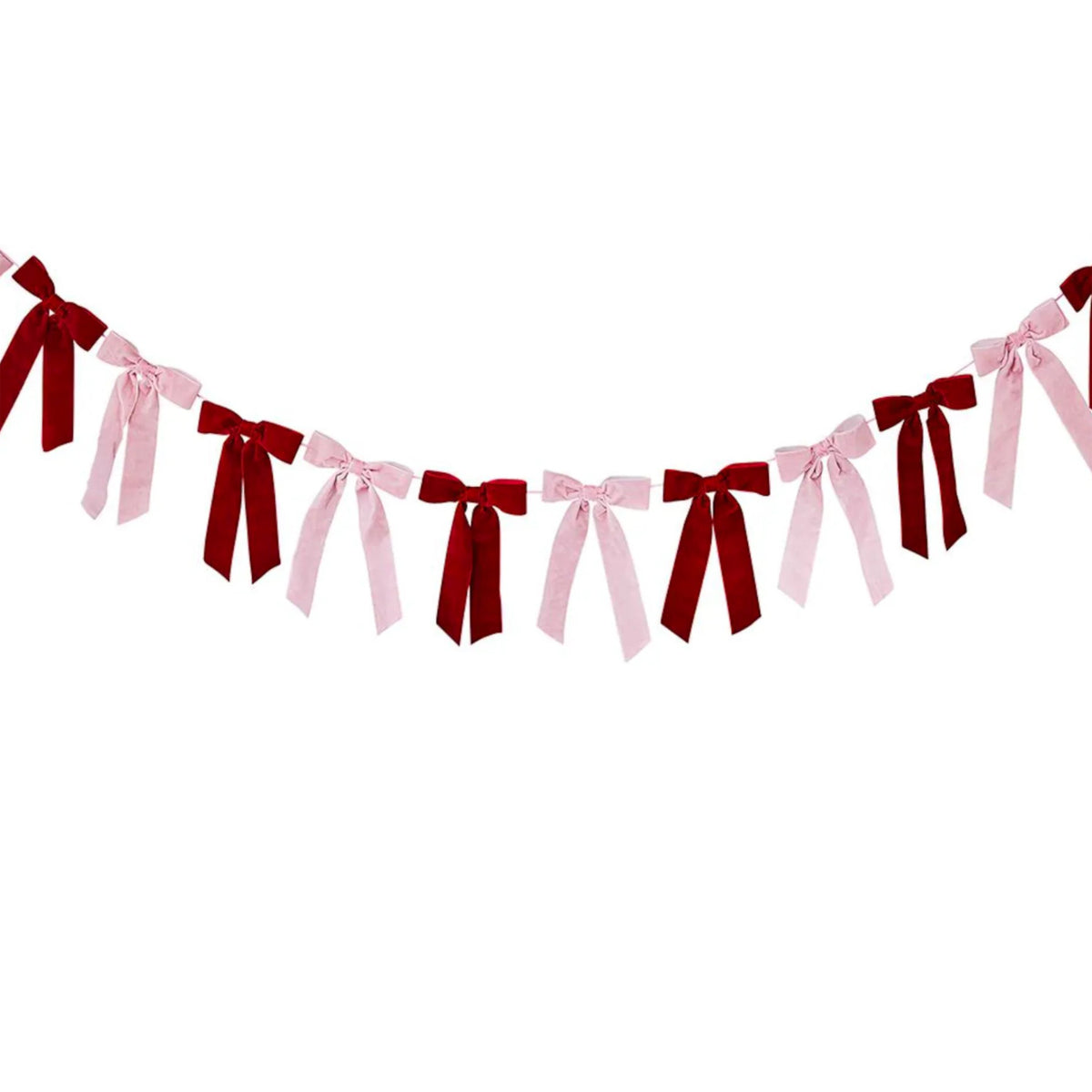 Pink & Red Velvet Bow Garland - 2 Metres