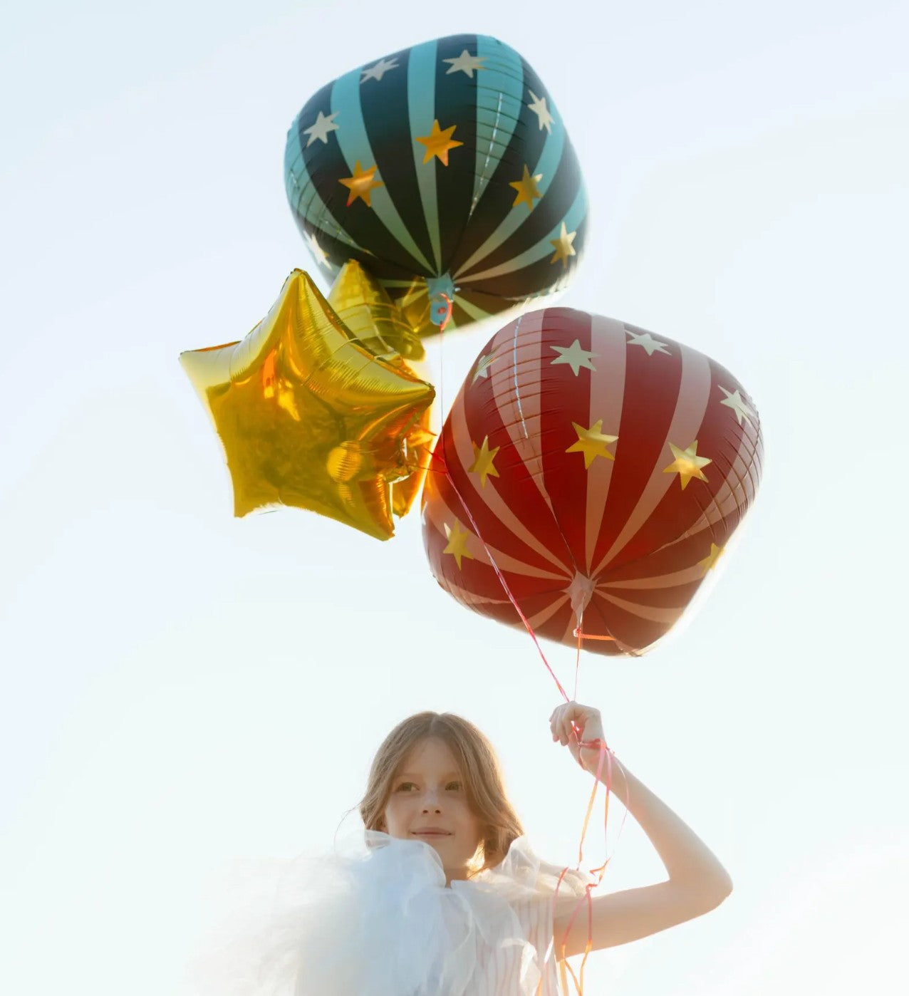 Pink & Red Globe Balloon With Gold Stars