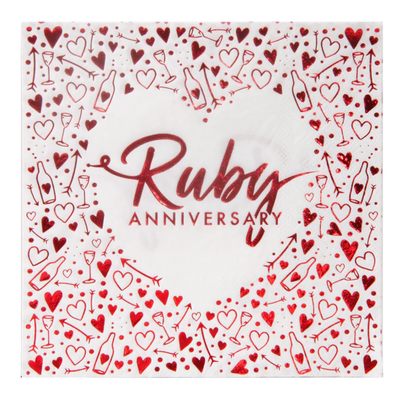Ruby Wedding Anniversary Napkins x 16