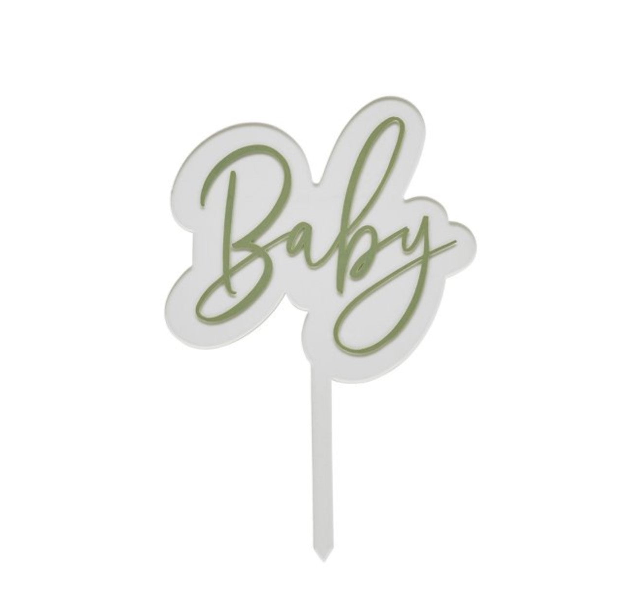 Sage Green 'Baby' Acrylic Cake Topper