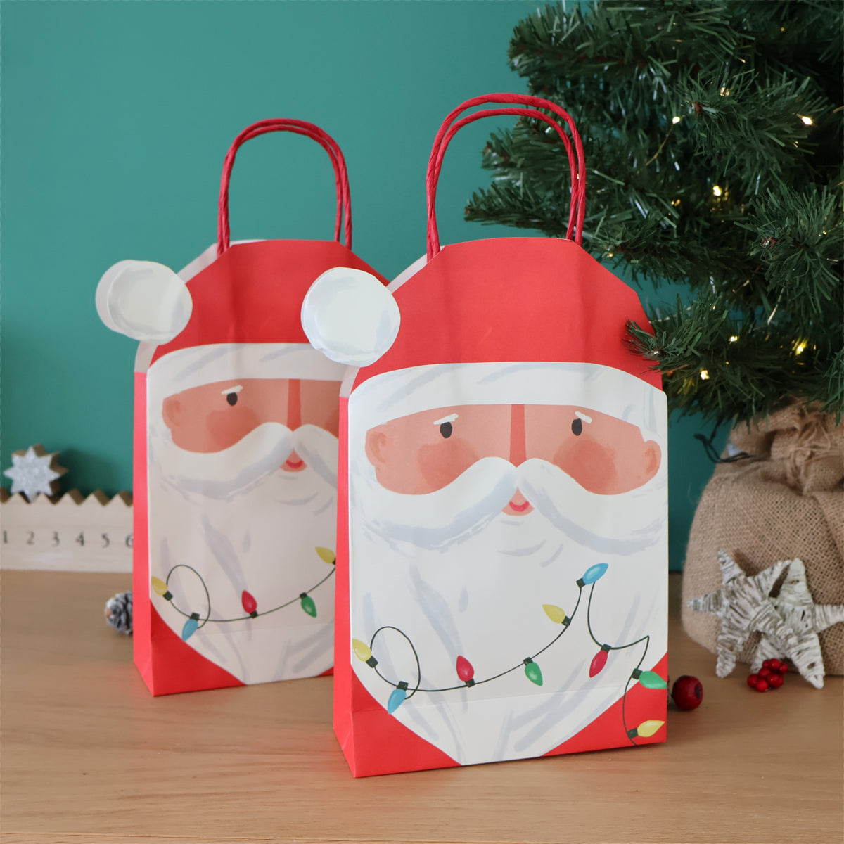 Santa Christmas Gift Bags x 8