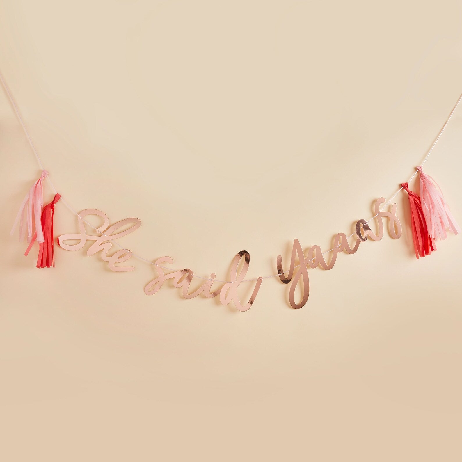 Rose Gold She Said Yaaas Hen Party Banner With Tassels