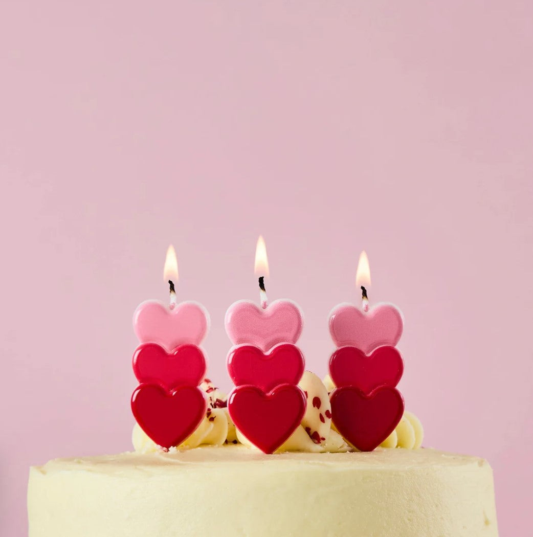 Stacked Heart Candles - Pack of 3