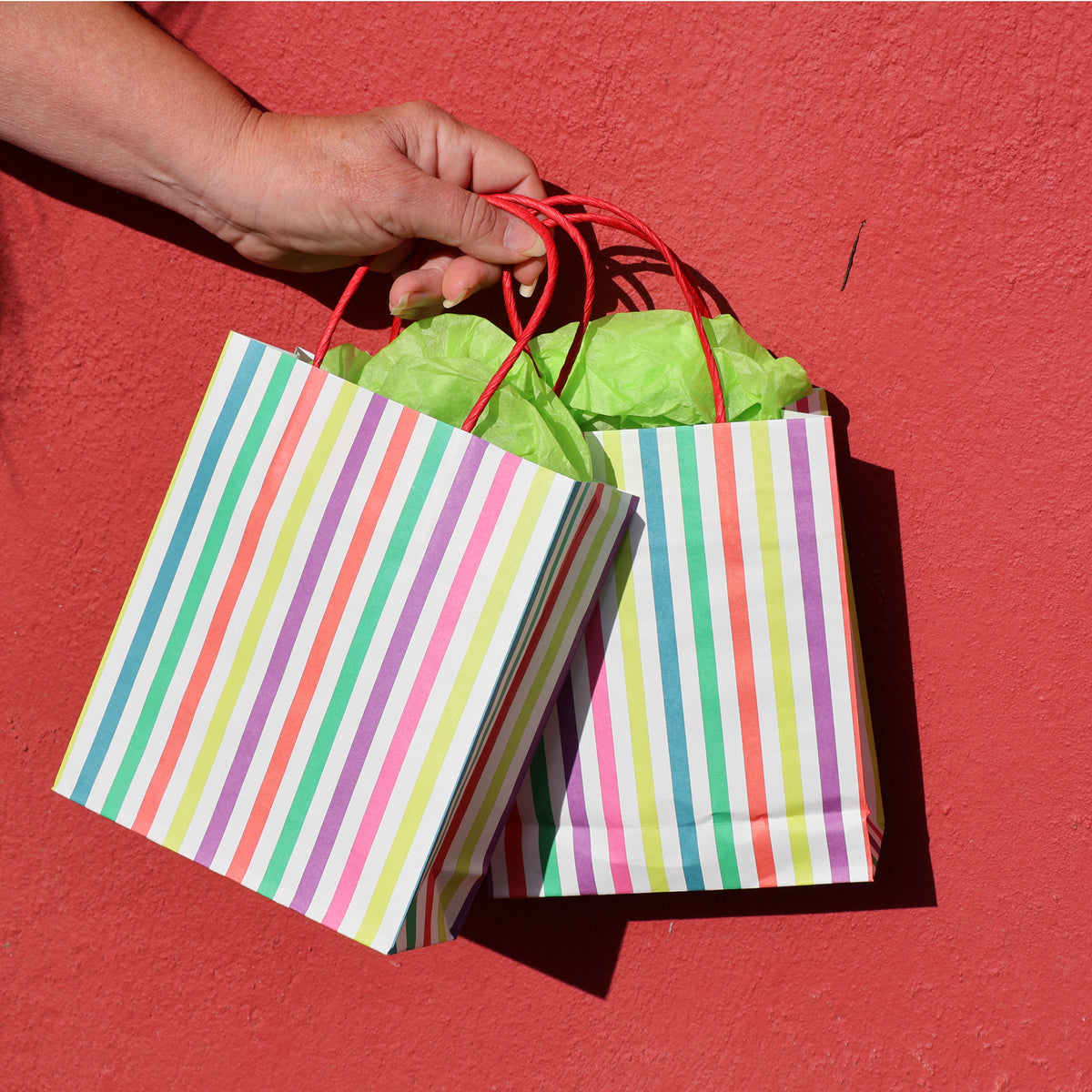 Multi Coloured Stripes Party Bags x 8