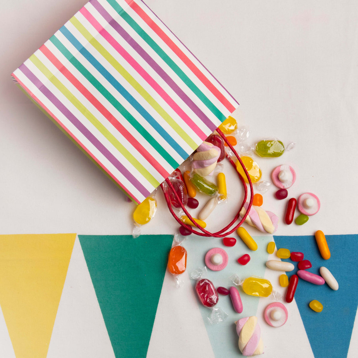 Multi Coloured Stripes Party Bags x 8