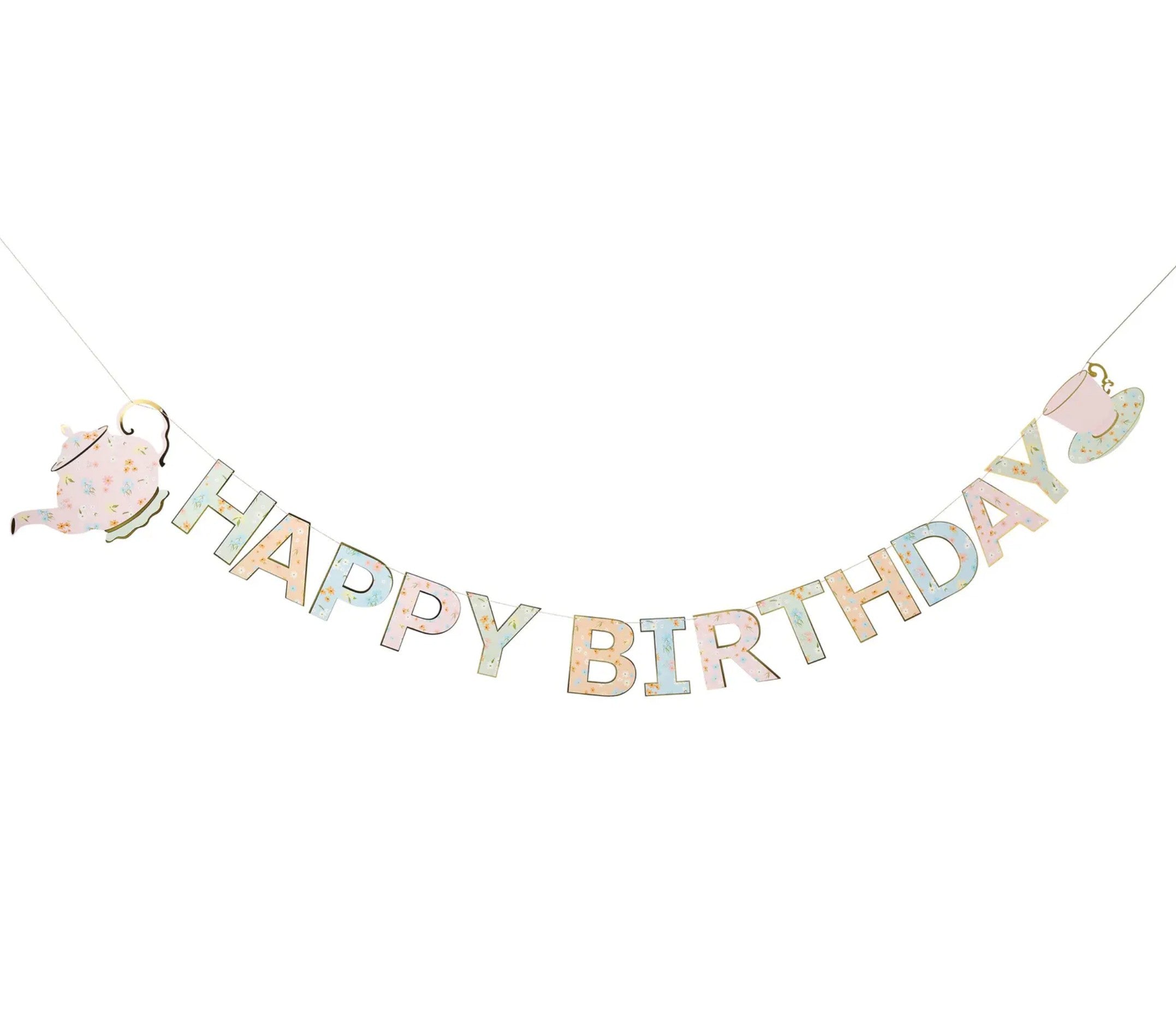 Floral Tea Party Happy Birthday Banner - 2.5m