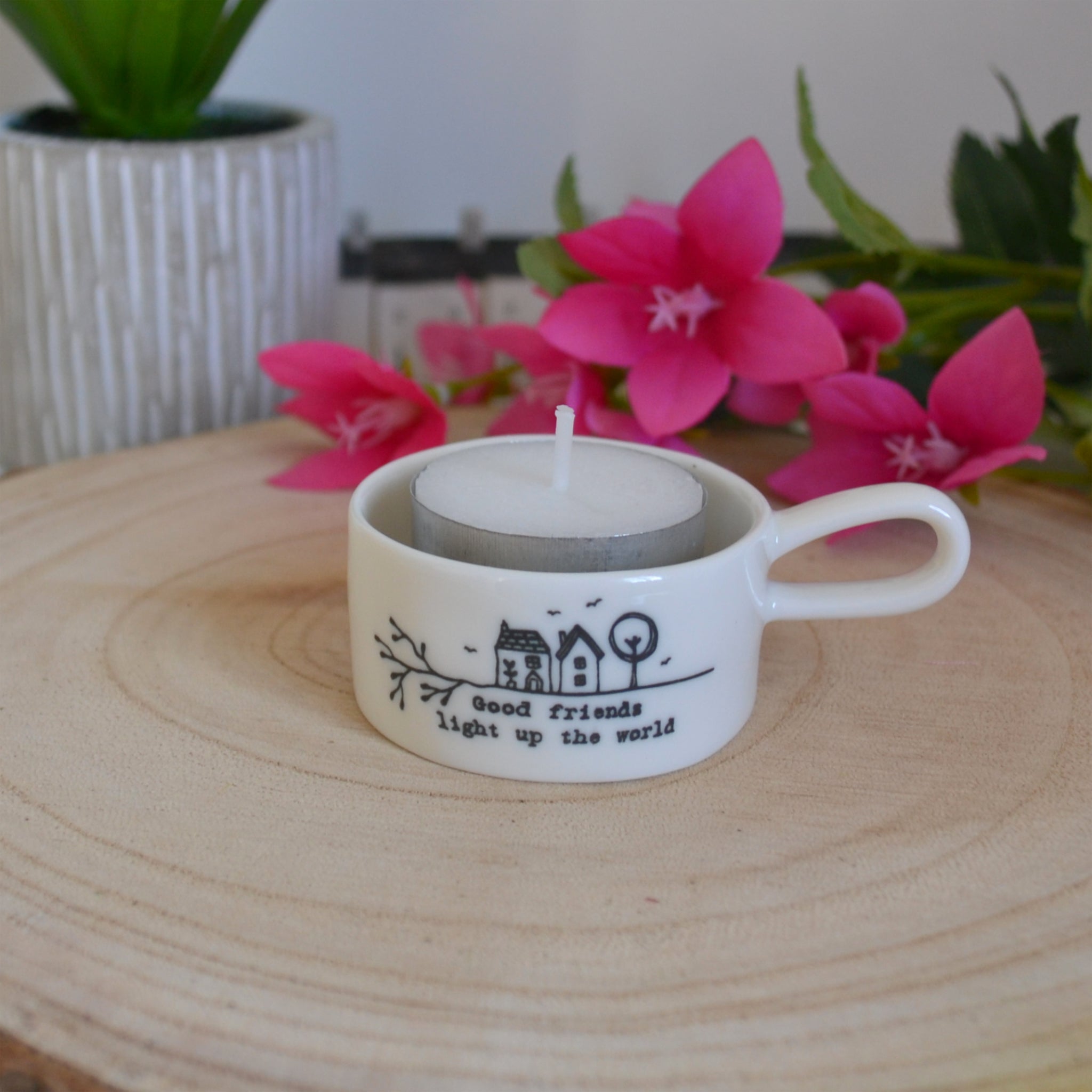East of India Tealight Holder 'Good Friends Light Up The World'