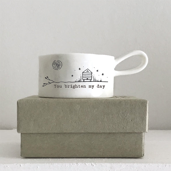 East of India Tealight Holder 'You Brighten My Day'