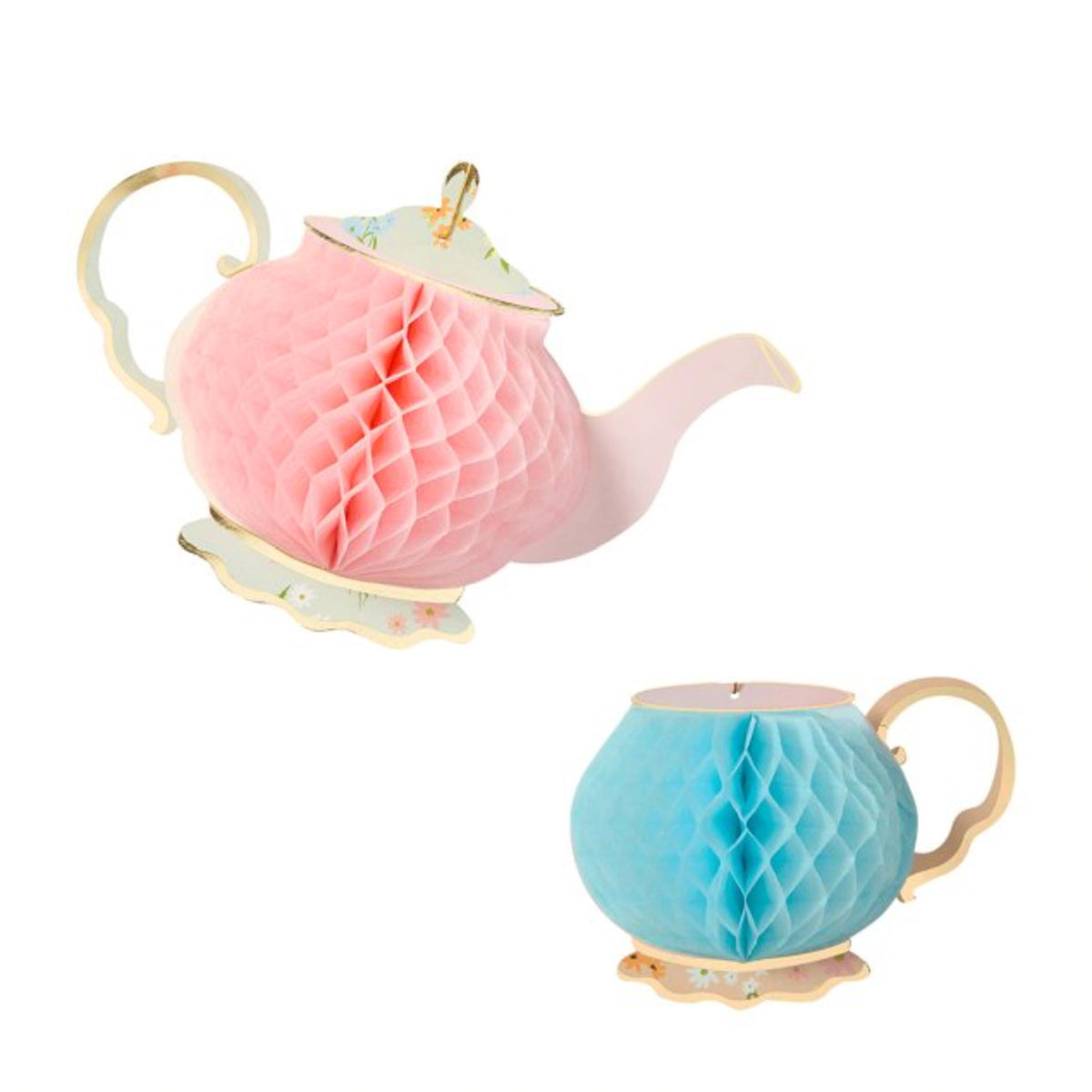 Teapot and Teacup Paper Honeycomb Decorations - Pack Of 2