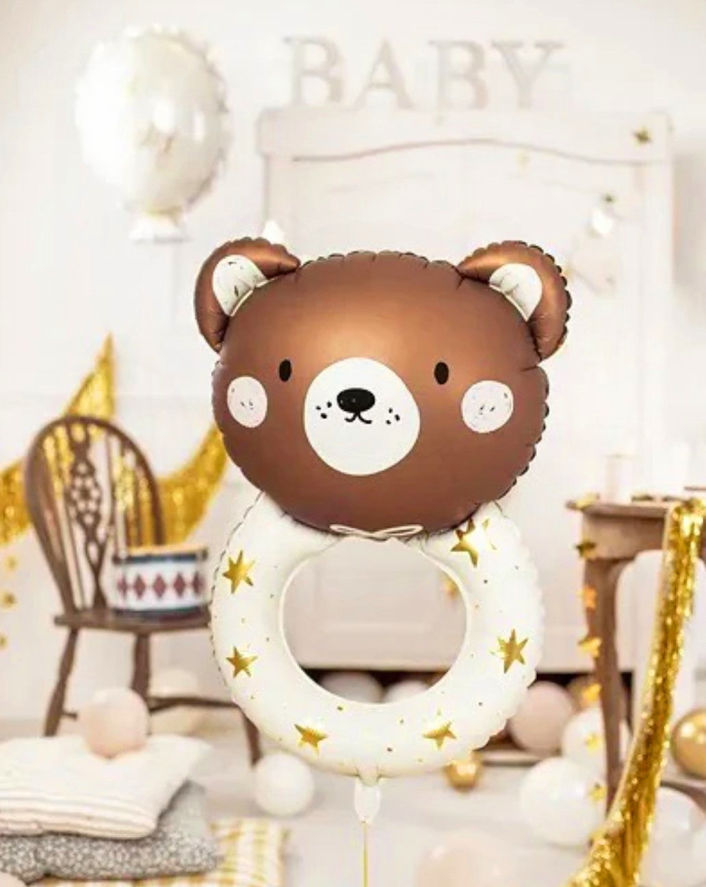 Large Teddy Bear Rattle Foil Balloon