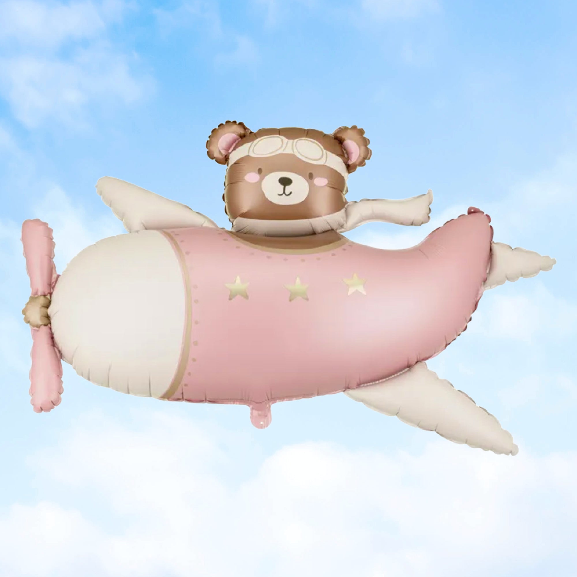 Bear in Light Pink Plane Foil Balloon - 37 inch